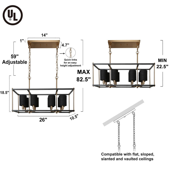 Calyma 8-Light Black and Brass Island Light