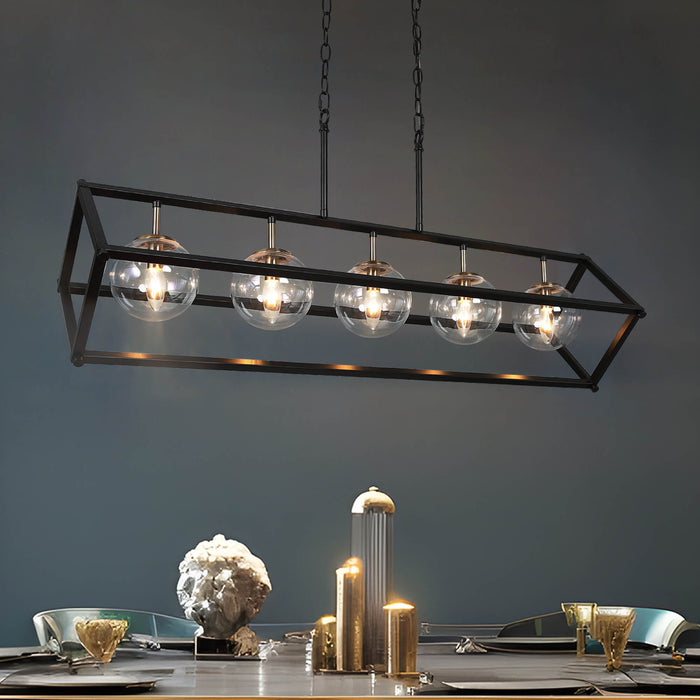 Strowel 5-Light Black and Brass Island Light