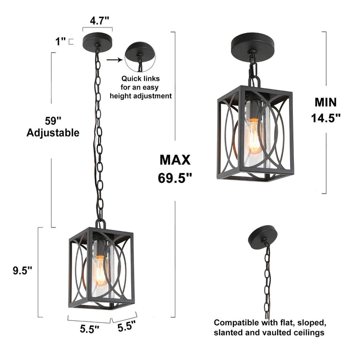 Fansira 1-Light Black Outdoor Pendant Light