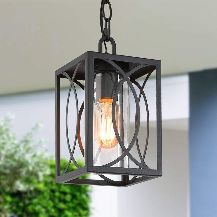 Fansira 1-Light Black Outdoor Pendant Light