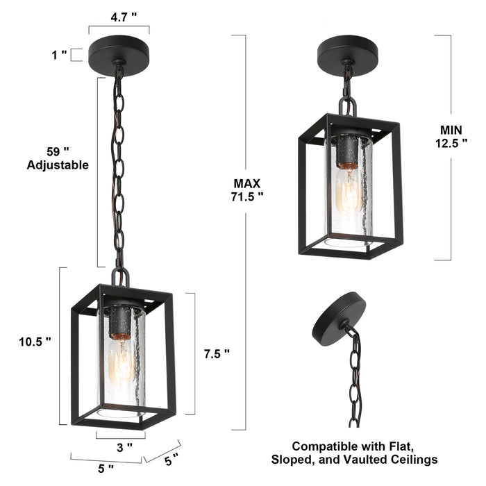 Sebelle 1-Light Black Outdoor Pendant Light