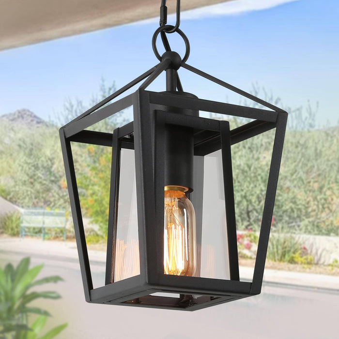 Tisvane 1-Light Black Outdoor Pendant Light