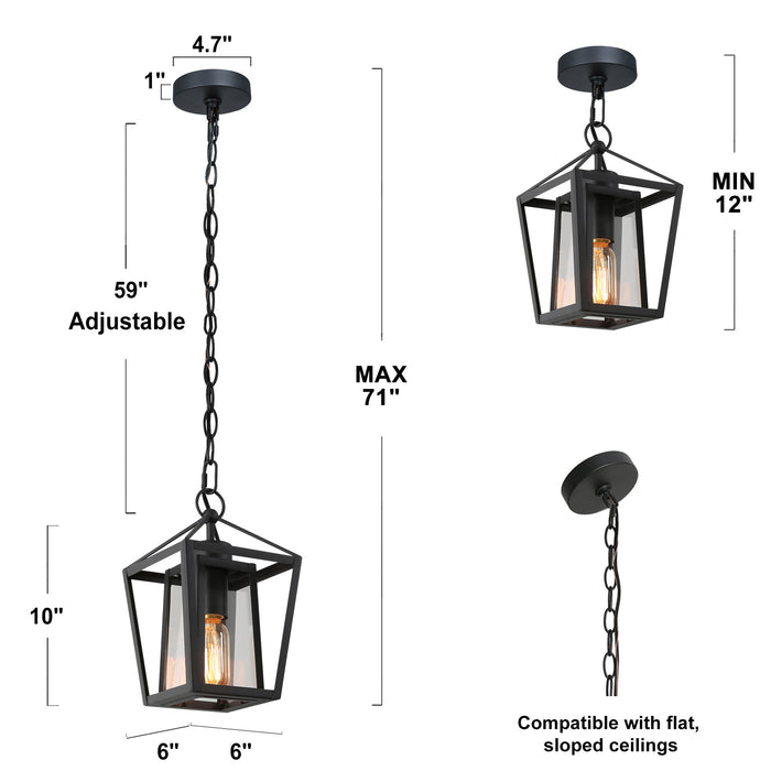 Tisvane 1-Light Black Outdoor Pendant Light