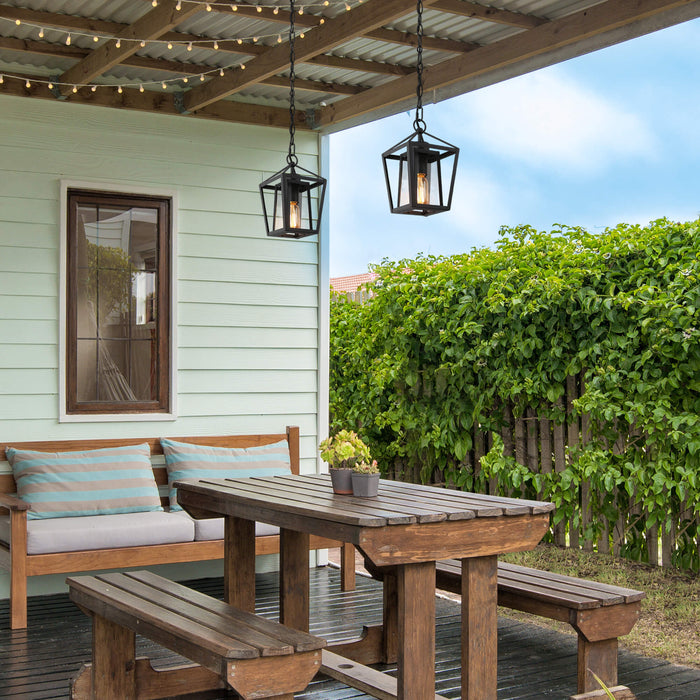 Tisvane 1-Light Black Outdoor Pendant Light