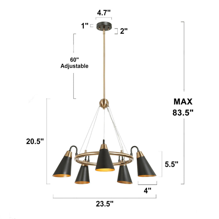 Anthur 5-Light Gold Chandelier