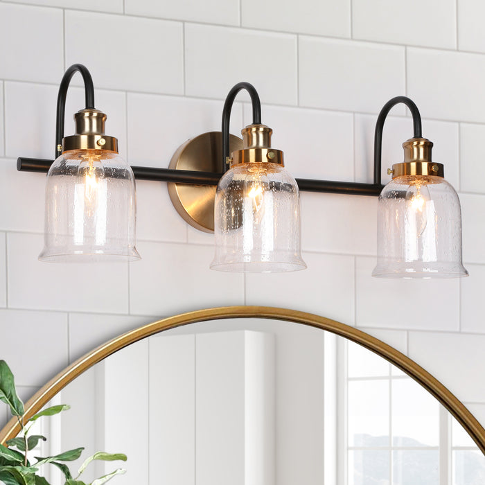 Thelio 3-Light Black and Brass Bathroom Vanity Light