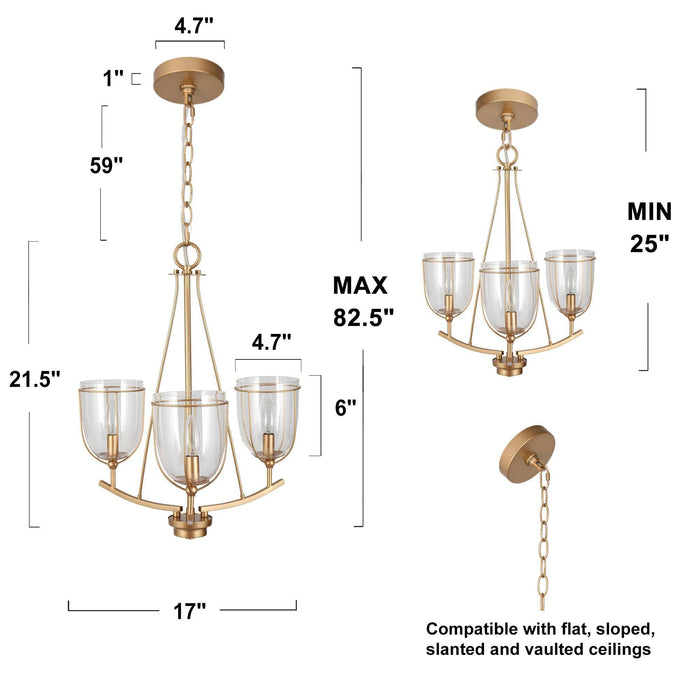 Douglas 3-Light Gold Chandelier