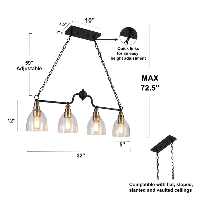 Dstrone 4-Light Black And Brass Island Light