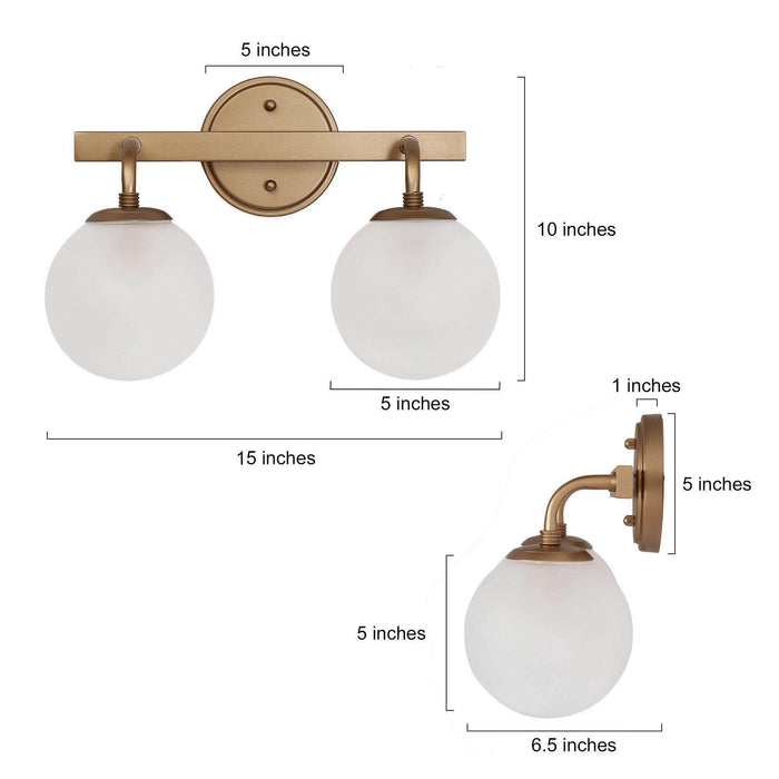 Lanziin 2-Light Gold Bathroom Vanity Light