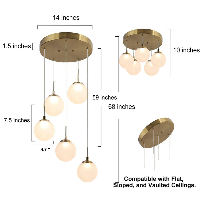 Betoni 5-Light LED Brass Chandelier