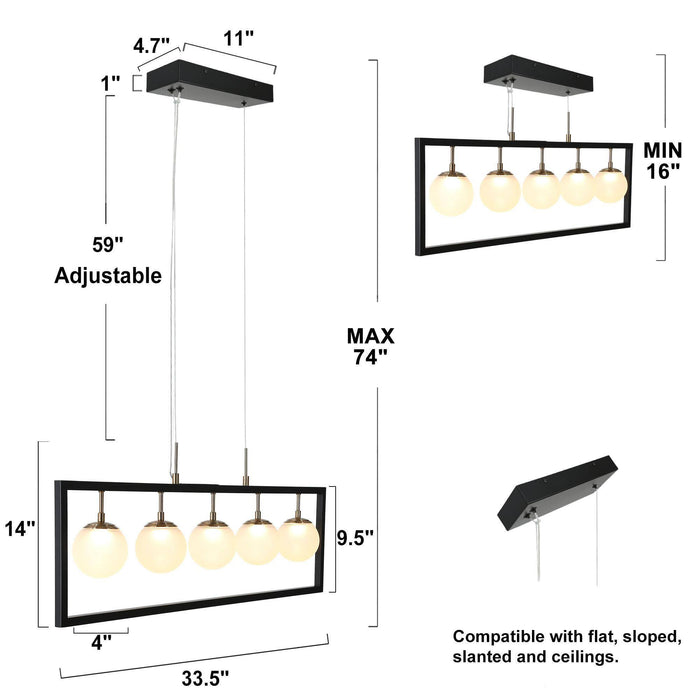 Betoni 5-Light LED Black and Brass Island Light