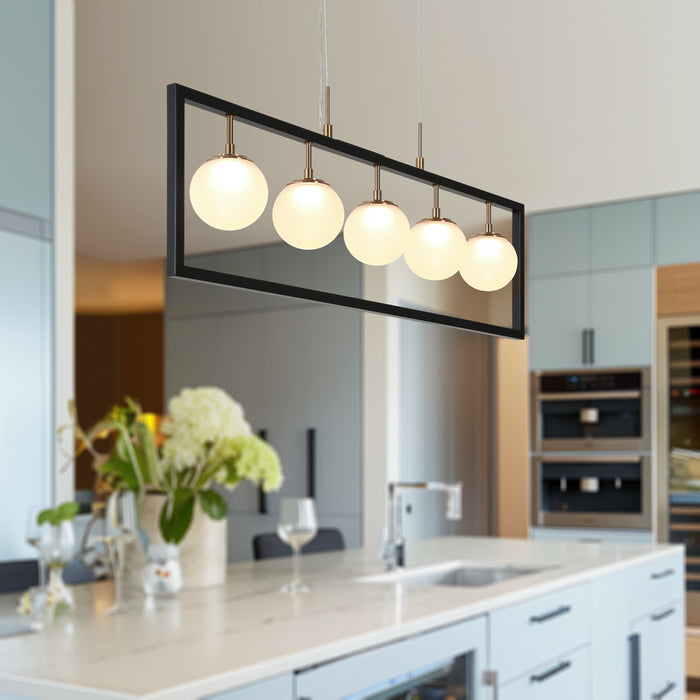 Betoni 5-Light LED Black and Brass Island Light