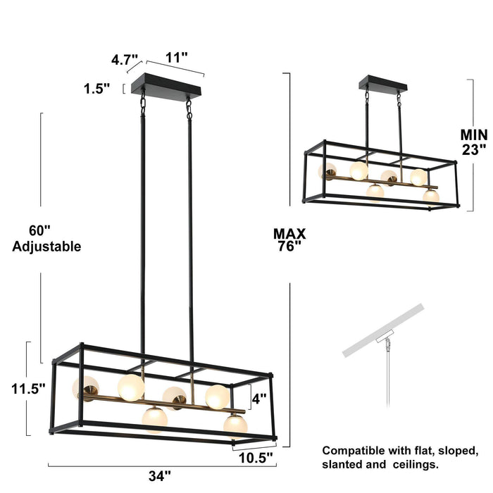 Betoni 6-Light LED Black and Gold Island Light