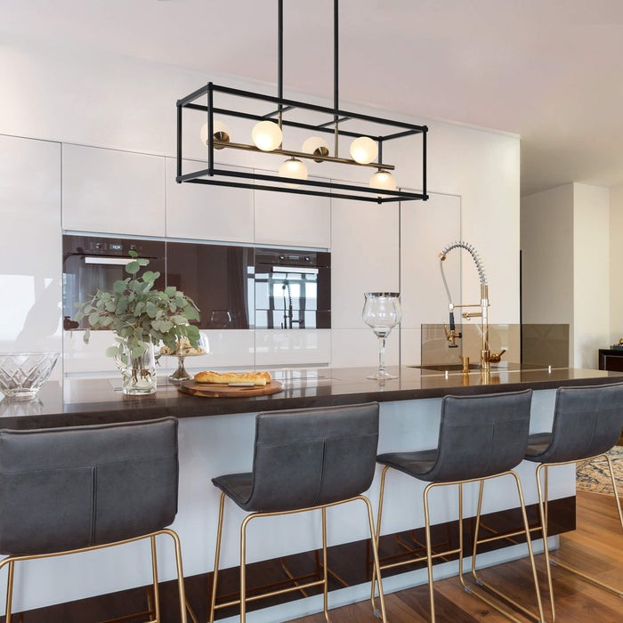 Betoni 6-Light LED Black and Gold Island Light