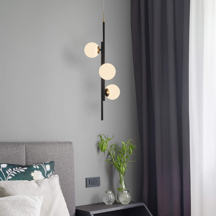 Betoni 3-Light LED Black and Brass Chandelier