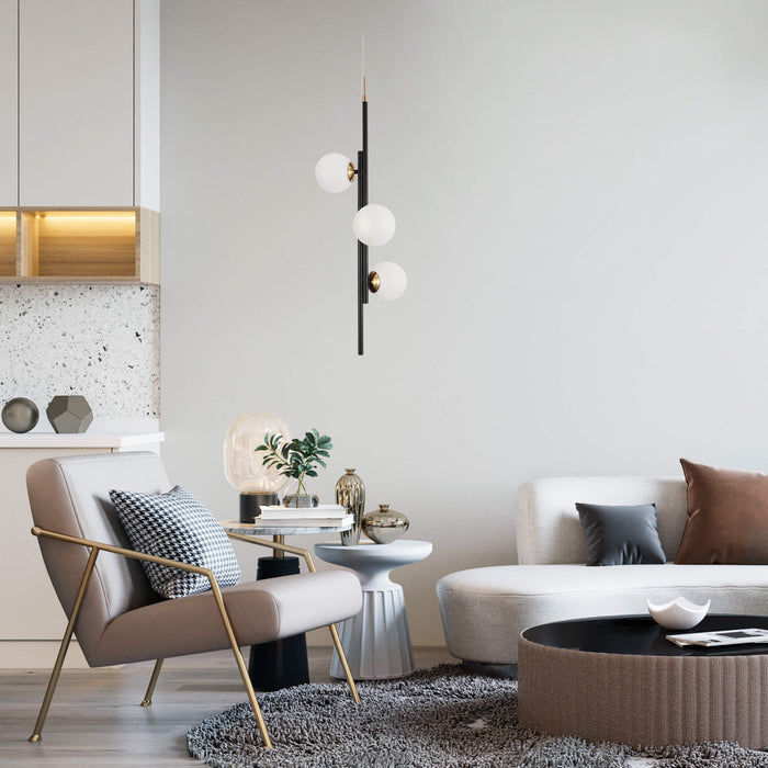 Betoni 3-Light LED Black and Brass Chandelier