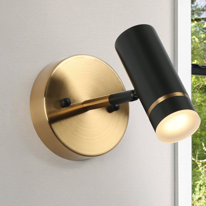 Floeice 1-Light LED Black and Brass Wall Sconce