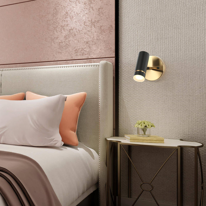 Floeice 1-Light LED Black and Brass Wall Sconce
