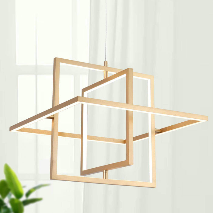 Lithops 3-Light LED Gold Metal Geometric Chandelier