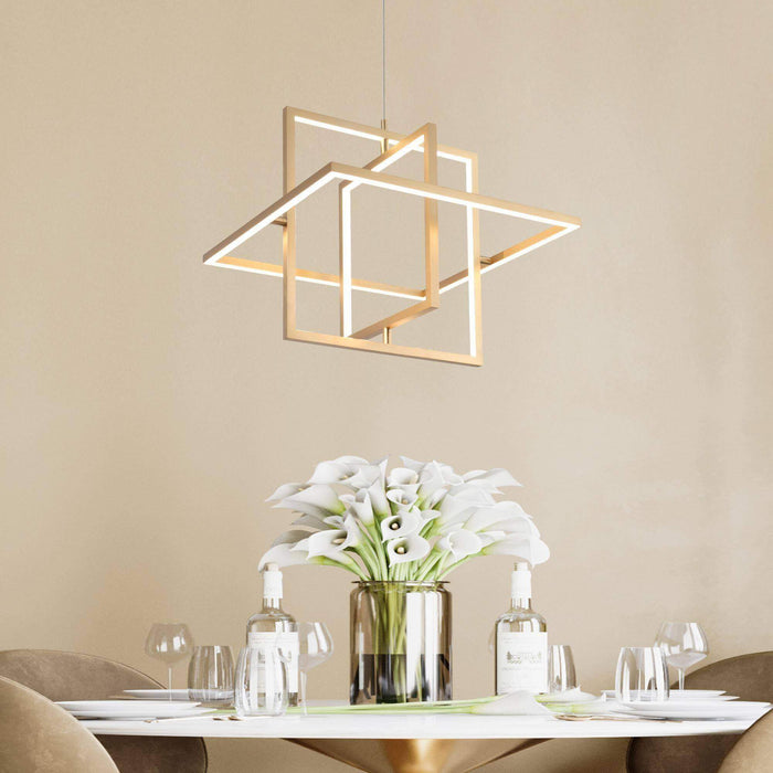 Lithops 3-Light LED Gold Metal Geometric Chandelier