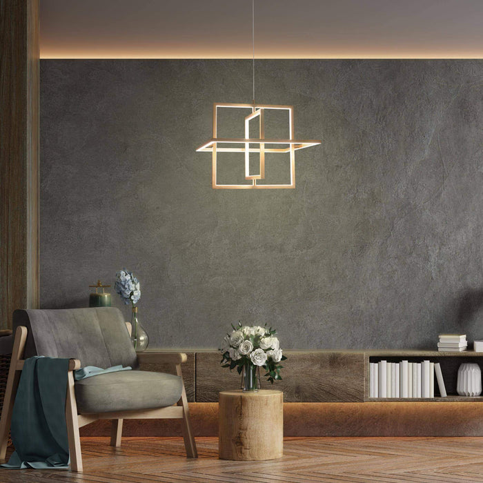 Lithops 3-Light LED Gold Metal Geometric Chandelier