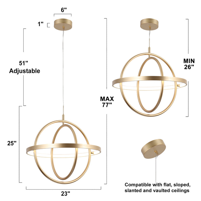 Sylmira 1-Light LED Gold Chandelier