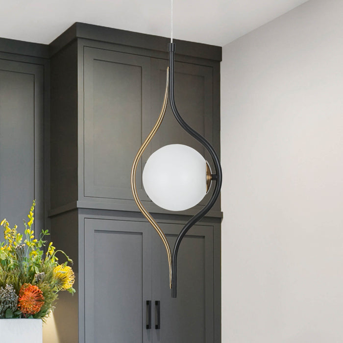 Betoni 1-Light LED Black and Brass Pendant Light