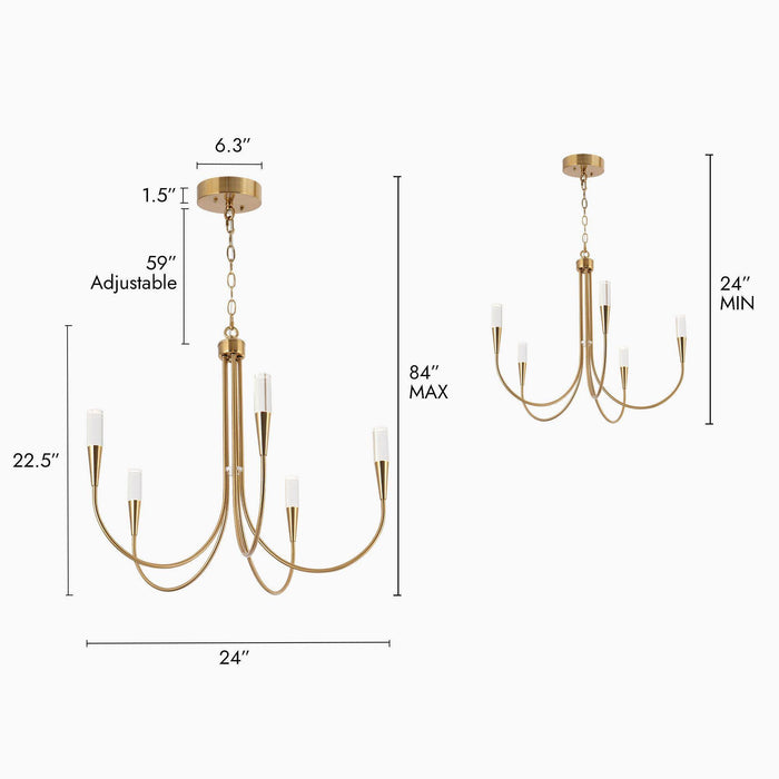 Hofphy 5-Light LED Brass Chandelier