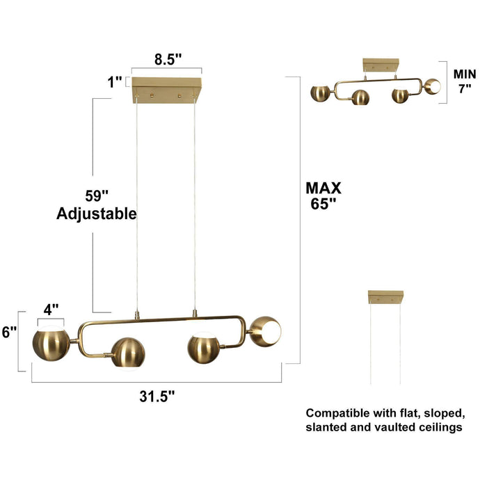Stelvo 4-Light LED Brass Island Light