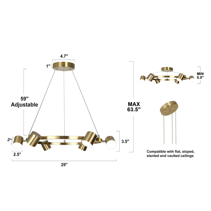 Selagy 6-Light LED Brass Chandelier