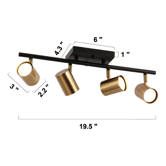 Serrul 4-Light Black and Brass Track Light