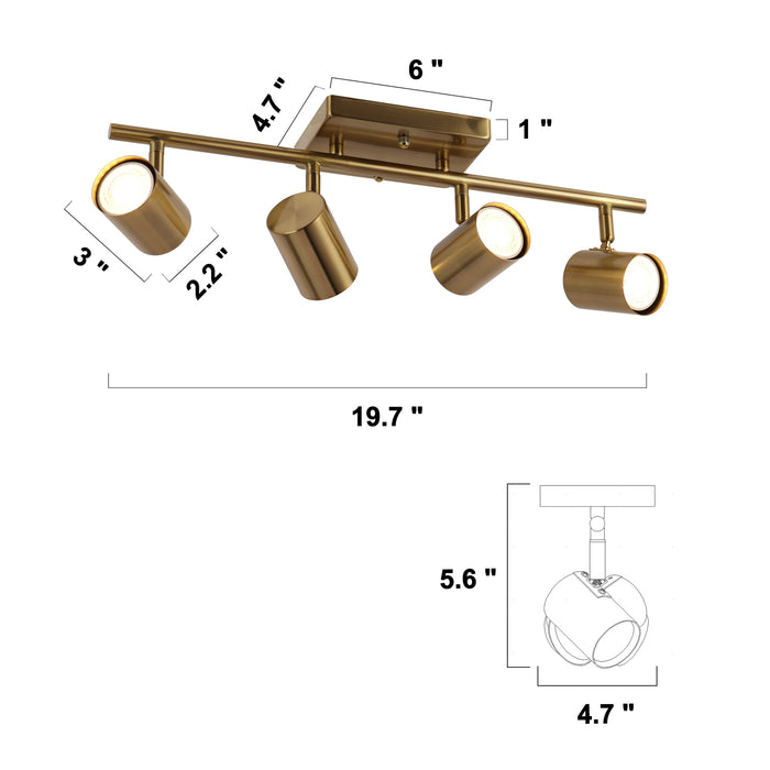 Serrul 4-Light Brass Track Light