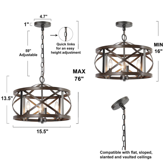 Amalth 4-Light Rust Chandelier