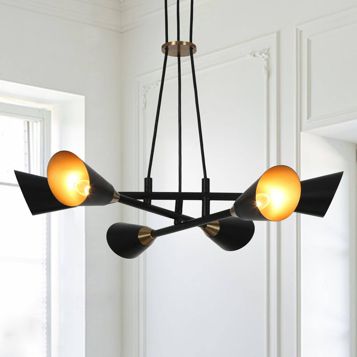 Anthur 6-Light Black and Gold Chandelier