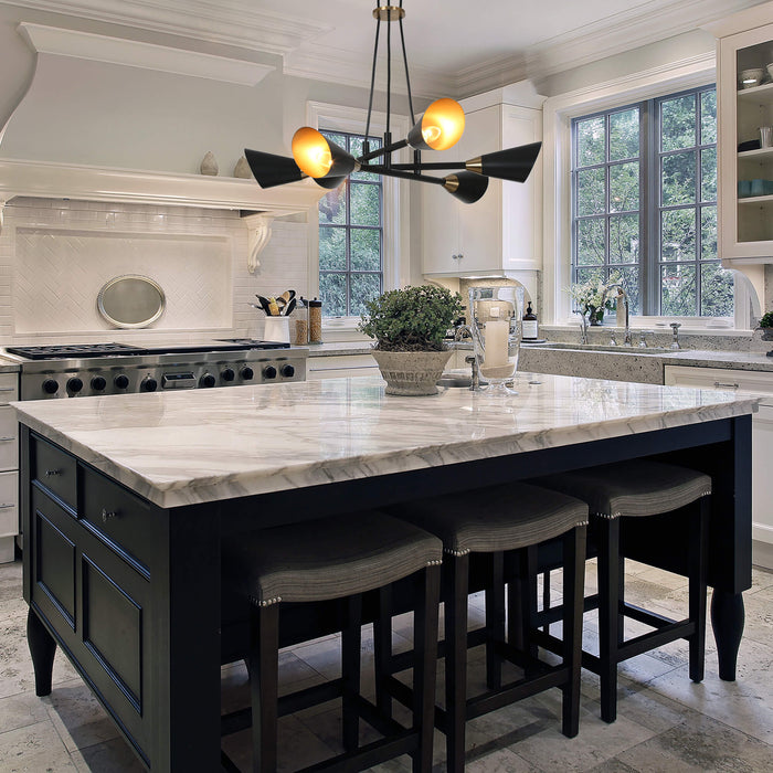 Anthur 6-Light Black and Gold Chandelier