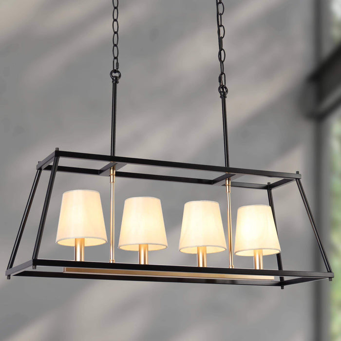 Estrail 4-Light Modern Black and Gold Island Light