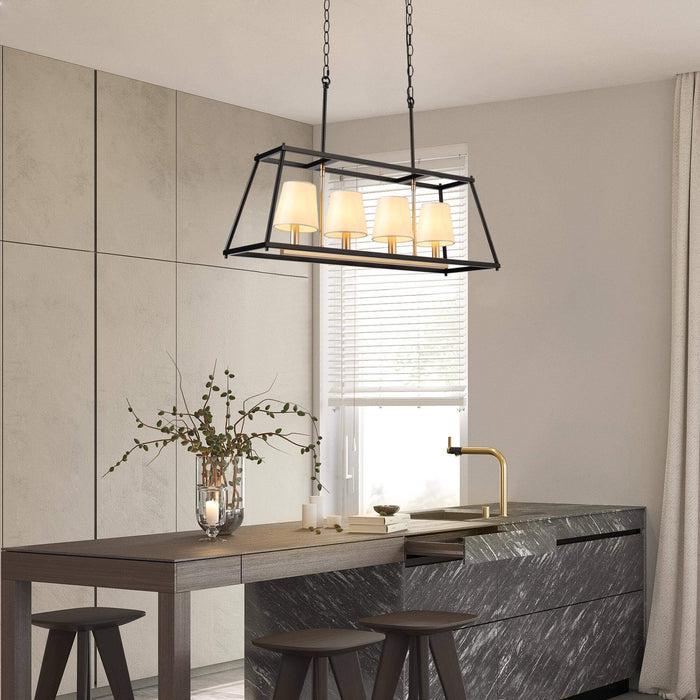 Estrail 4-Light Modern Black and Gold Island Light