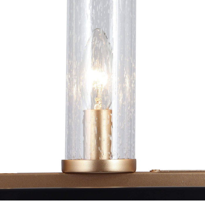 Estrail 4-Light Black And Gold Seeded Glass Island Light