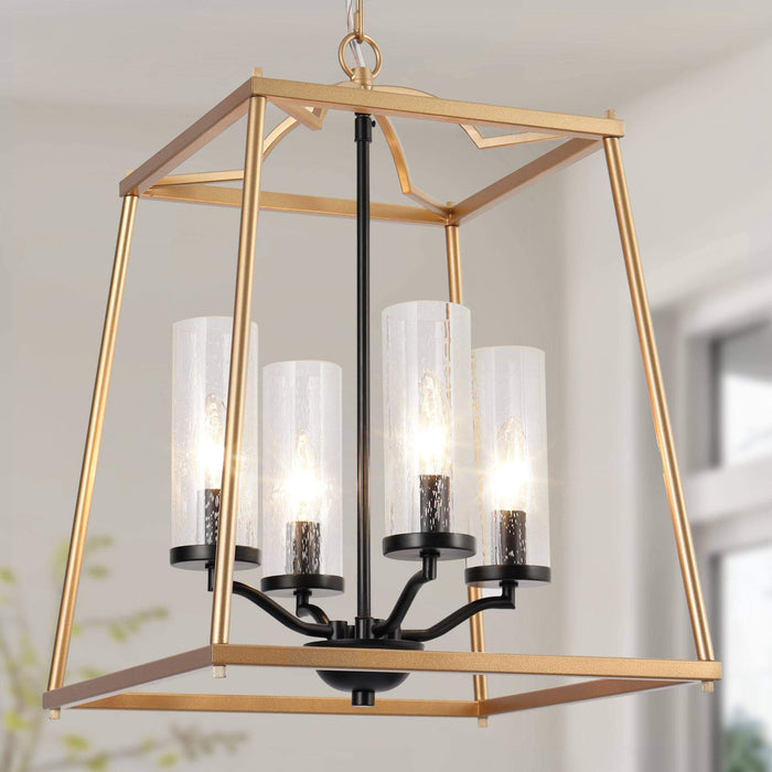 Modany 4-Light Black and Brass Chandelier