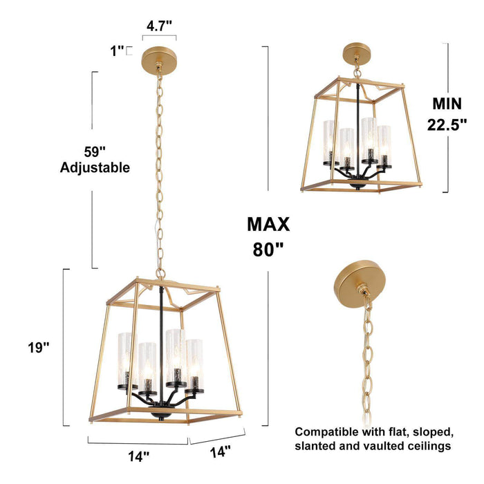 Modany 4-Light Black and Brass Chandelier