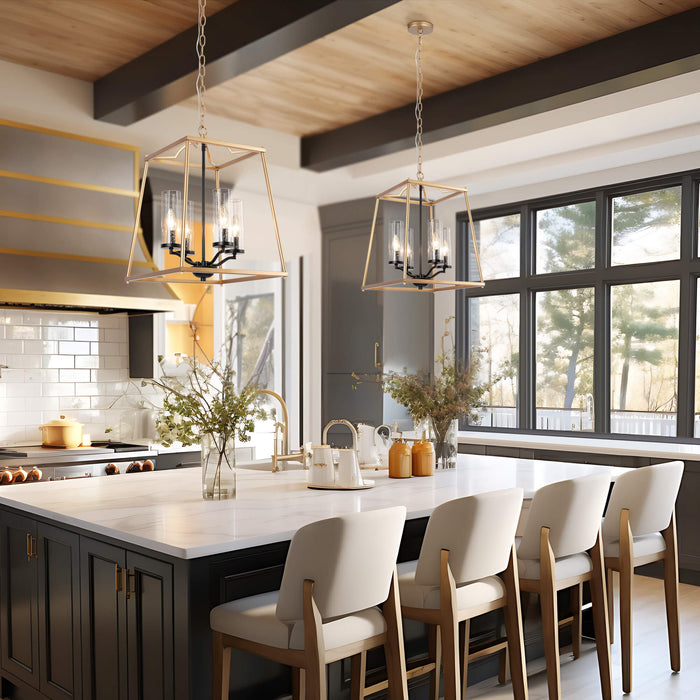 Modany 4-Light Black and Brass Chandelier