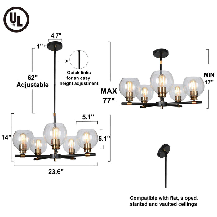 Amiry 5-Light Black and Gold Chandelier