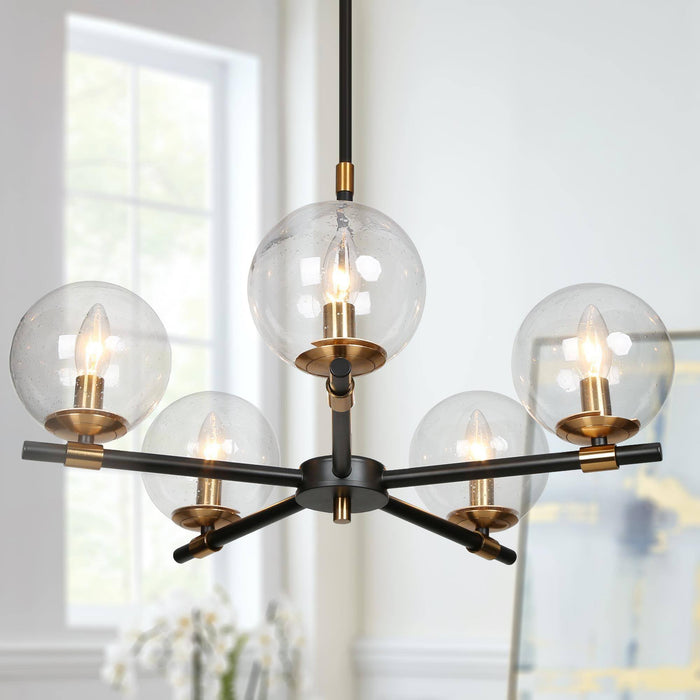 Amiry 5-Light Black And Brass Chandeliers