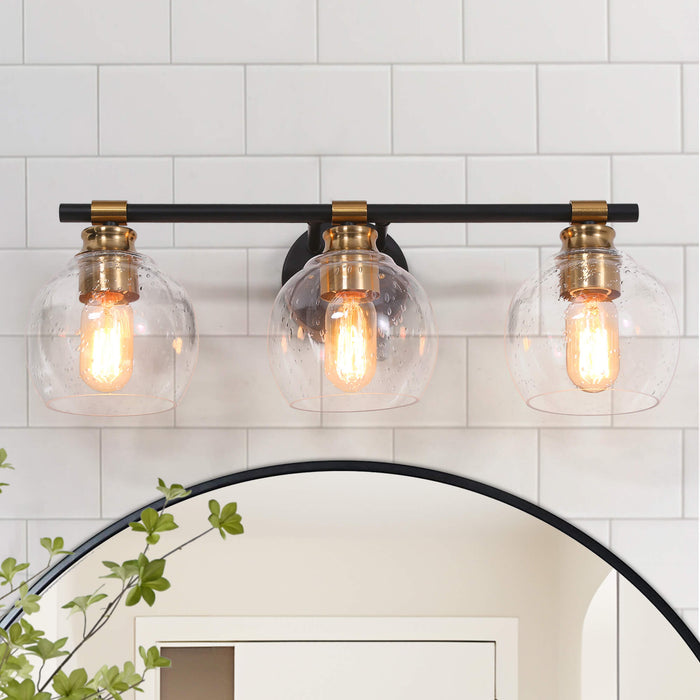 Amiry 3-Light Black and Brass Bathroom Vanity Lights