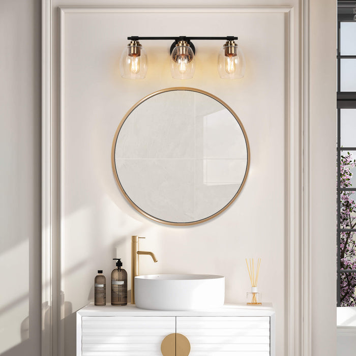 Brenova 3-Light Black and Brass Bathroom Vanity Light