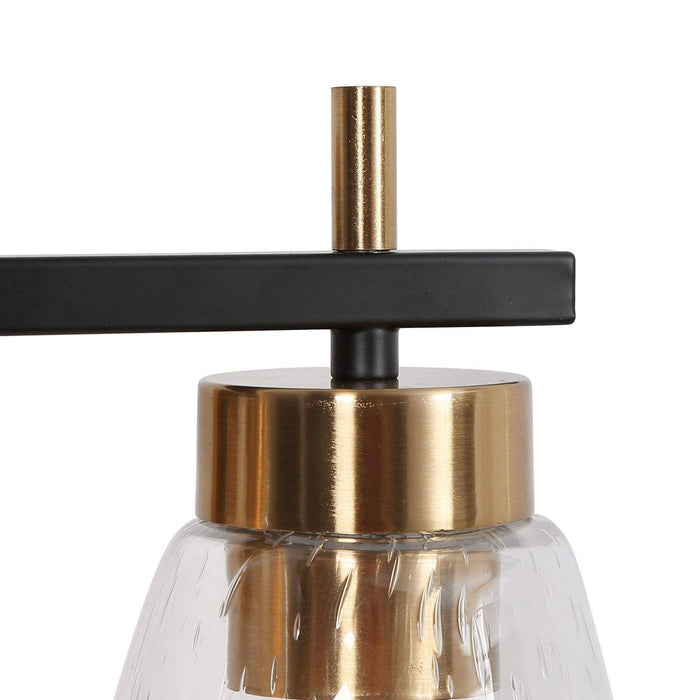 Rhodon 3-Light Black and Brass Bathroom Vanity Light