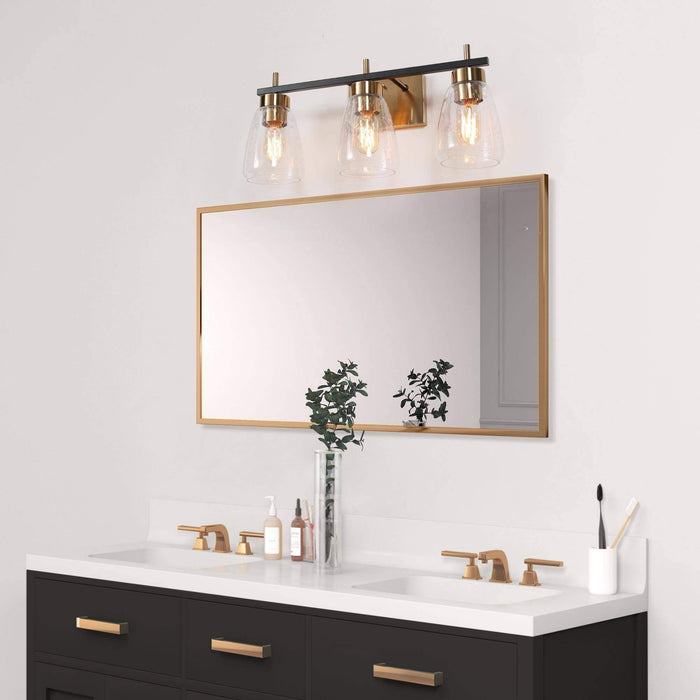 Rhodon 3-Light Black and Brass Bathroom Vanity Light