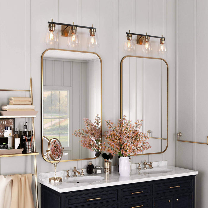 Rhodon 3-Light Black and Brass Bathroom Vanity Light