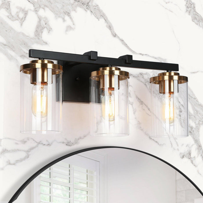 Mystil 3-Light Black and Brass Bathroom Vanity Lights
