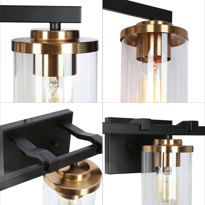 Mystil 3-Light Black and Brass Bathroom Vanity Lights